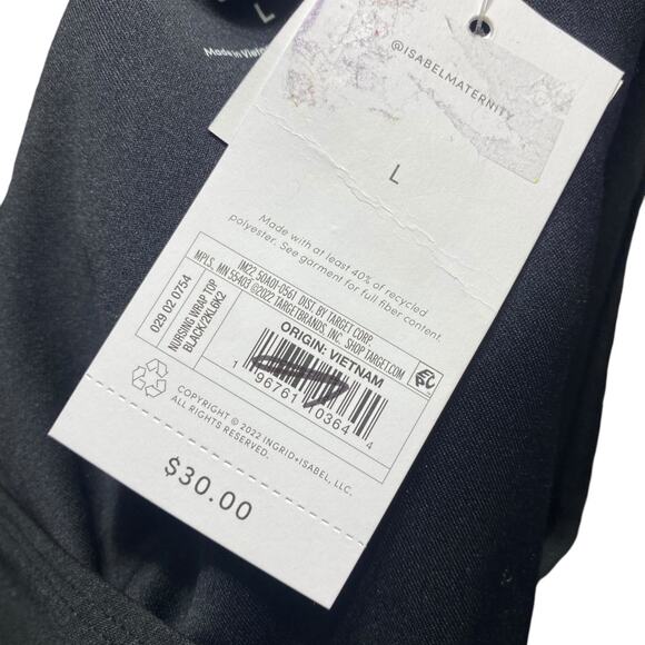 Isabel Maternity Nursing friendly black 3/4 sleeve wrap blouse NWT Large - Picture 9 of 10